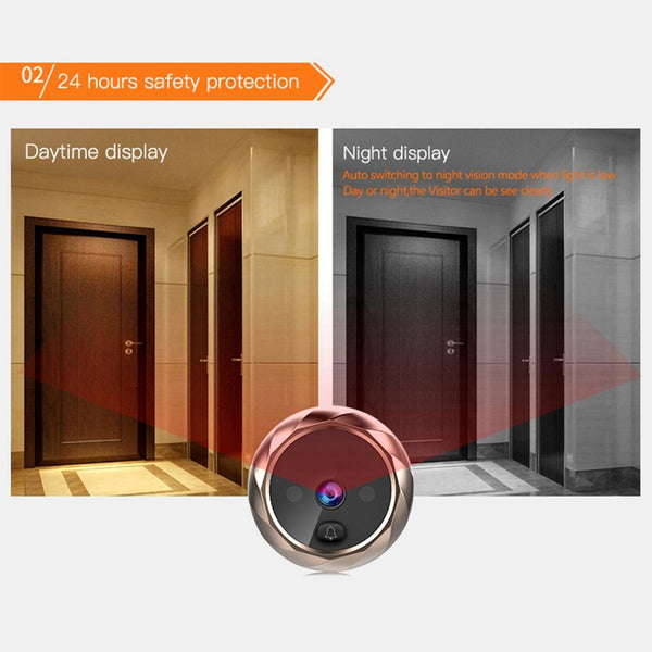 2.8 Lcd Screen Cat Eye Doorbell With Night Vision Silver Smart Doorbells