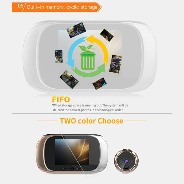 2.8 Lcd Screen Cat Eye Doorbell With Night Vision Gold Smart Doorbells