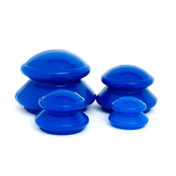 4 Piece Silicone Cupping Therapy Set For Body Massage Blue Massagers