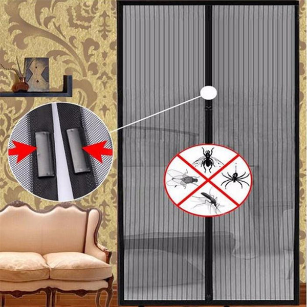 210X100cm Magnetic Mosquito Proof Screen Door Curtain Magic Mesh Black Window Screens