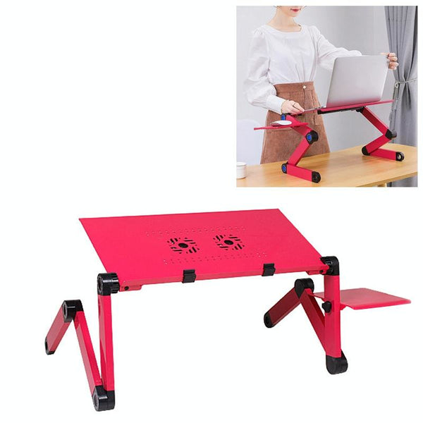 Foldable Laptop Stand With Dual Fans & Mouse Pad 360 Degree Adjustable Red Stands Holders & Car Mounts