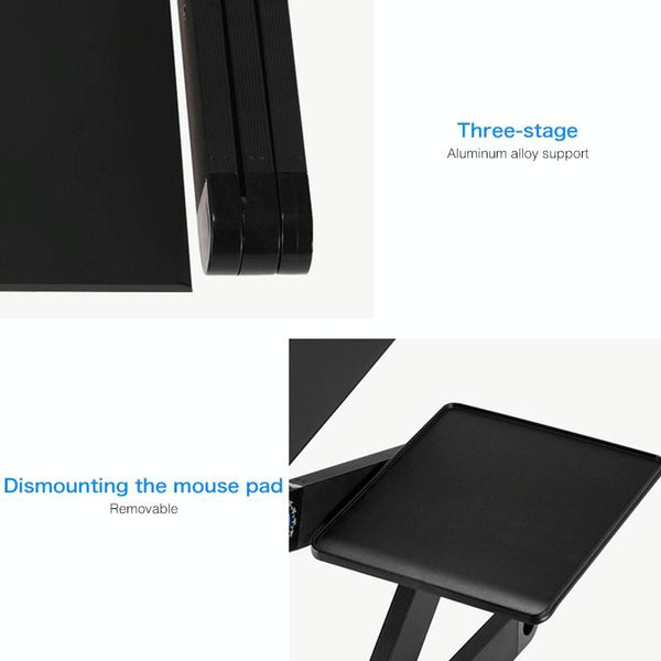Foldable Laptop Stand With Dual Fans & Mouse Pad 360 Degree Adjustable Red Stands Holders & Car Mounts