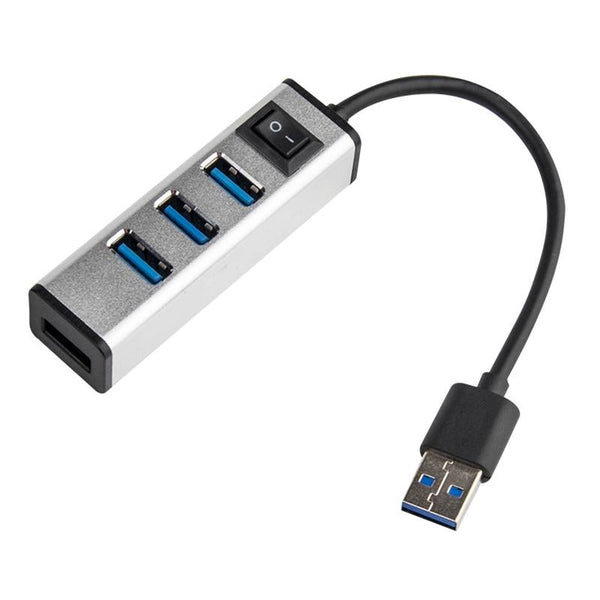 4 Port Aluminum Usb 3.0 Hub With Switch Silver Usb Cables Hubs & Adapters