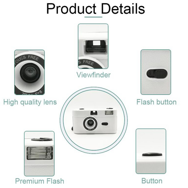 Parallel Deals Retro Manual Reusable Film Camera For Kids No Film_White Digital Cameras