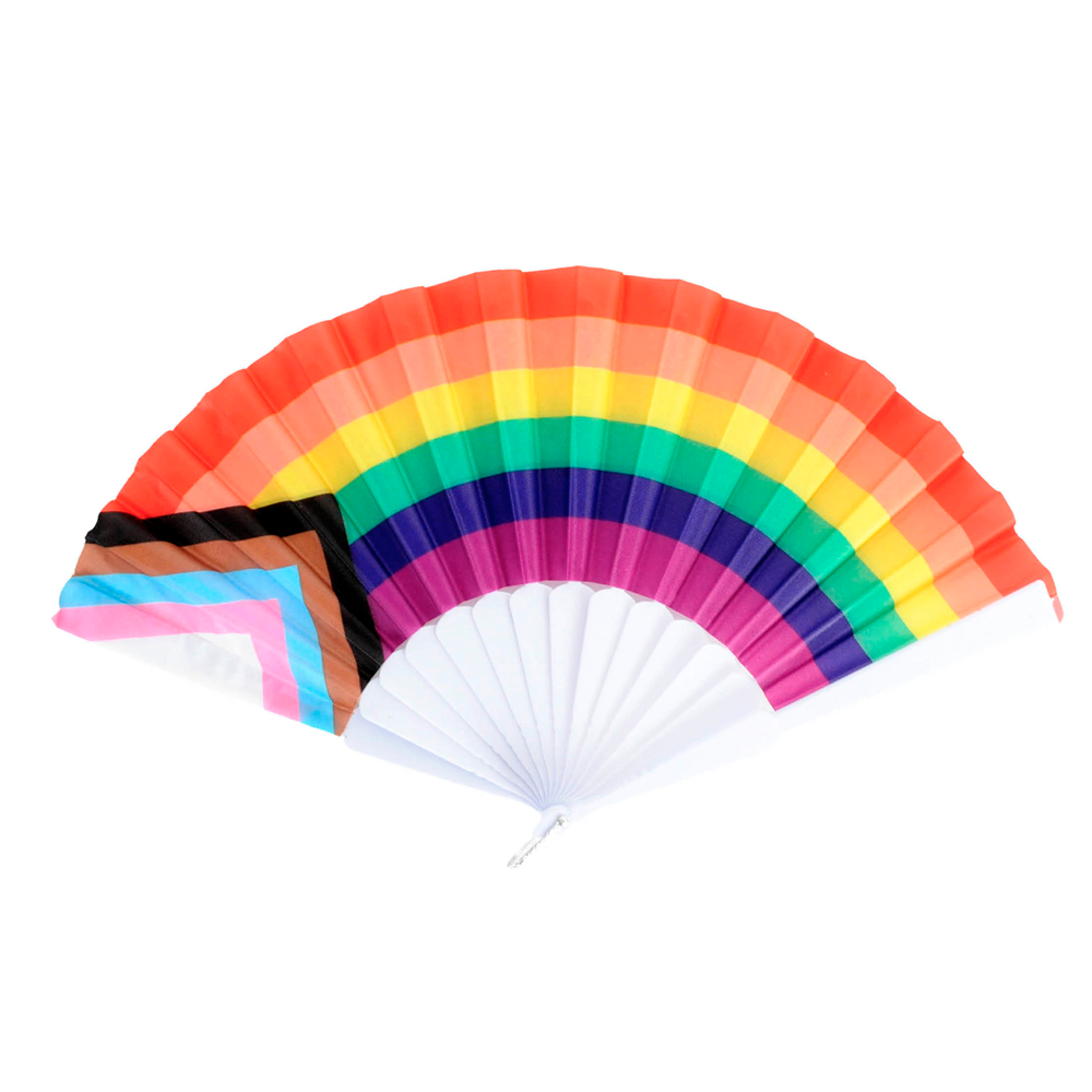 Br Costumes Rainbow Gay Pride Fabric Cooling Fan Lgbtq Accessory Hand Fans