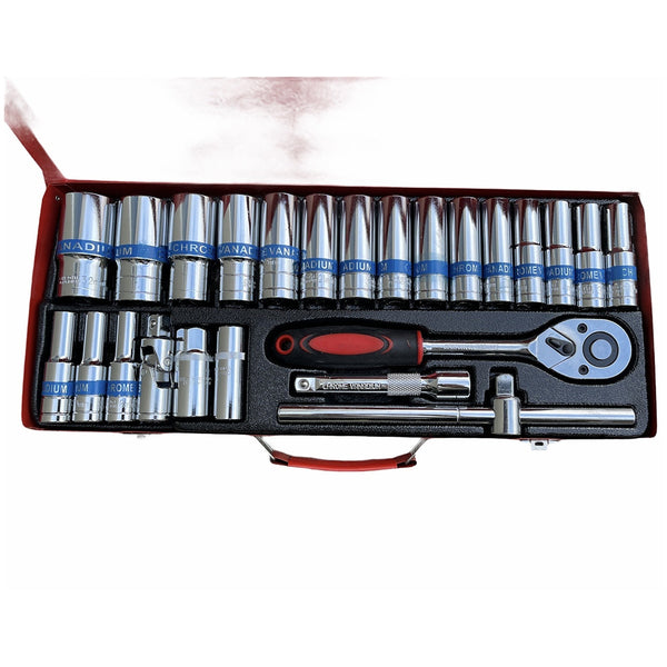 Br Apparel 24 Piece Ratchet Socket Wrench Set Screwdriver Bits Extension Hex Chrome Vanadium Screwdrivers