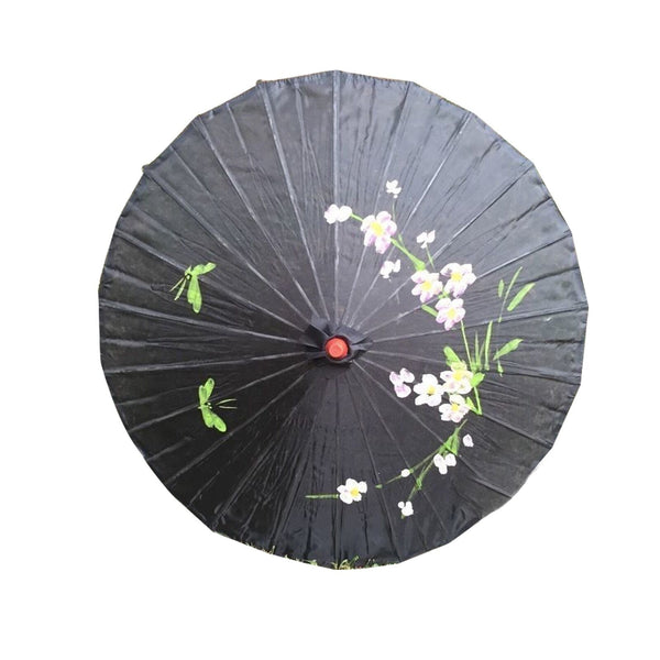 6X Parasol Umbrella Chinese Japanese Bamboo Flower Pattern 80Cm Large Bulk Black Venue Decorations