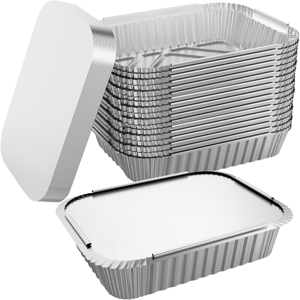320X Aluminium Disposable Foil Food Container Trays Pans W/ Lids Covers Bulk 22X15x4.5Cm Food Storage Containers