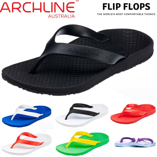 Archline Orthotic Thongs Support Shoes Footwear Flip Flops Orthopedic Black/Black Eur 39 Slippers