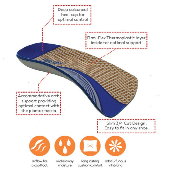 Archline 3/4 Slim Orthotics Plantar Fasciitis Insoles Balance Support Relief Insoles & Shoe Inserts