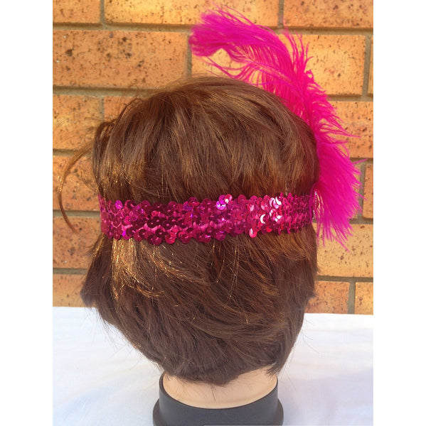 Br Costumes 6X 1920S Flapper Headband Headpiece Feather Sequin Charleston Party Bulk Hot Pink Vintage Glamour Roaring Twenties Dance Headbands