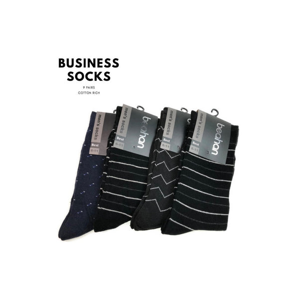 9 Pairs Cotton Business Mens Dress Crew Plain Work Casual Bulk Assorted Pack 6 11 Socks