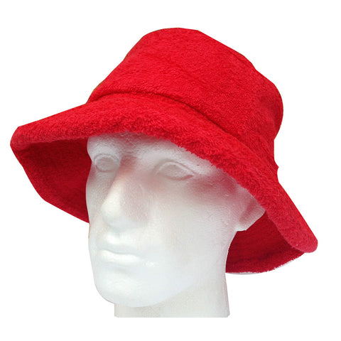 Terry Towelling Bucket Hat Daggy Fishing Camping Lad Cap Retro 100% Cotton Red Xx Large Hats & Headwear