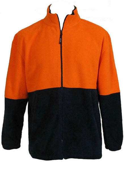 Br Apparel Hi Vis Polar Fleece Jumper Full Zip Safety Workwear Fleecy Jacket Unisex Orange Jumpers
