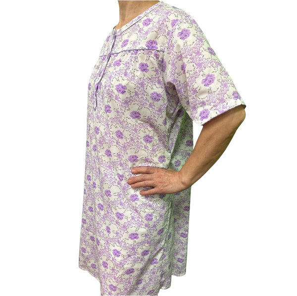 Womens 100% Cotton Short Sleeve Nightie Gown Pyjamas Pj Pajamas Lilac 12 Sleepwear