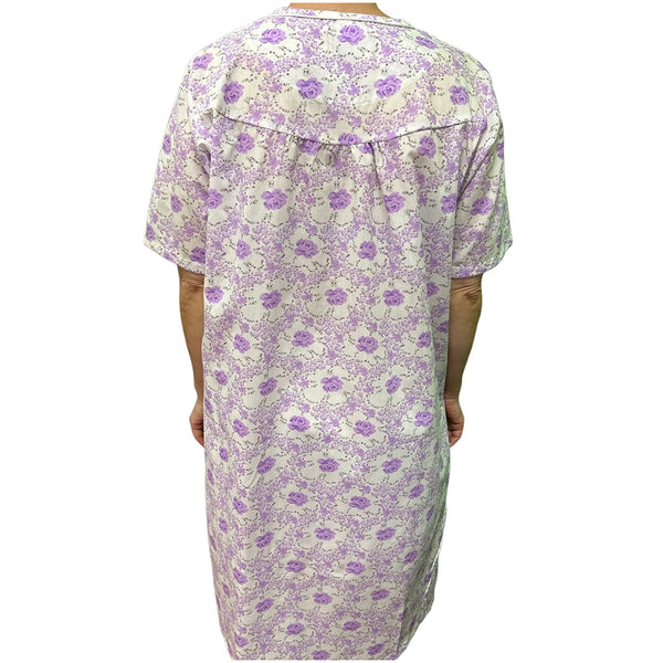 Womens 100% Cotton Short Sleeve Nightie Gown Pyjamas Pj Pajamas Lilac 12 Sleepwear