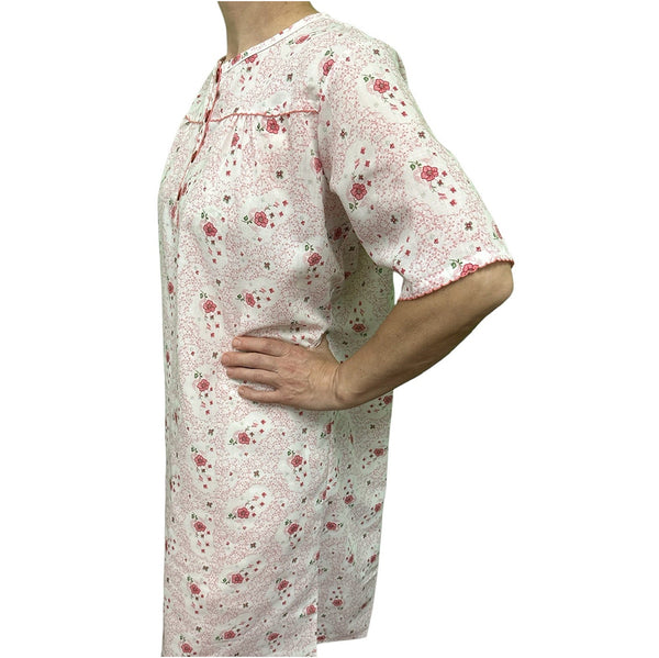 Womens 100% Cotton Short Sleeve Nightie Gown Pyjamas Pj Pajamas Pink 12 Sleepwear