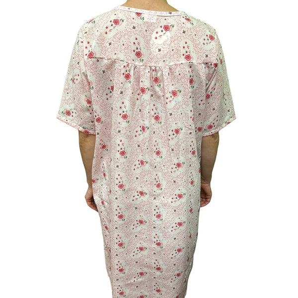 Womens 100% Cotton Short Sleeve Nightie Gown Pyjamas Pj Pajamas Pink 12 Sleepwear