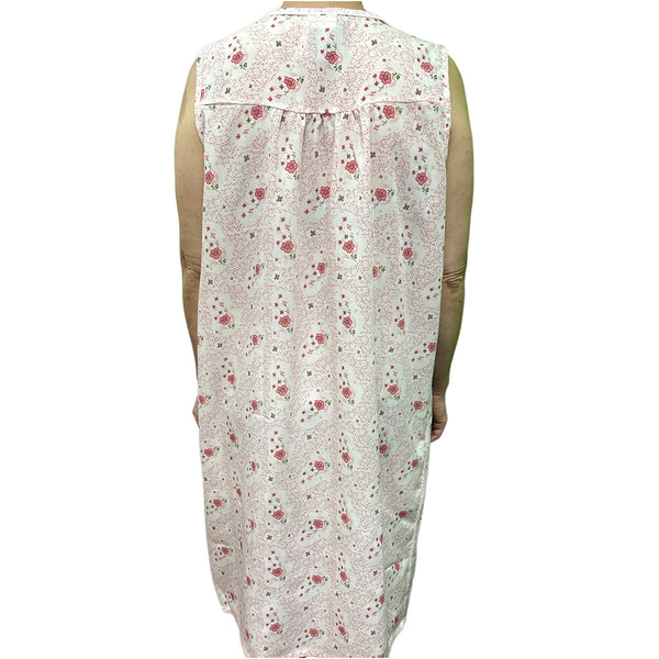 Womens 100% Cotton Sleeveless Nightie Gown Dress Pyjamas Pj Pajamas Sleep Pink 12 Sleepwear