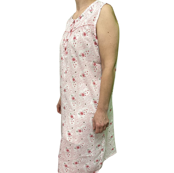 Womens 100% Cotton Sleeveless Nightie Gown Dress Pyjamas Pj Pajamas Sleep Pink 12 Sleepwear