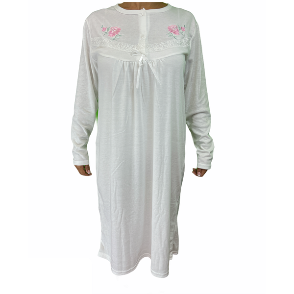 Womens Ladies Cotton Nightie Gown Pajamas Pyjamas Pj White 18 Sleepwear
