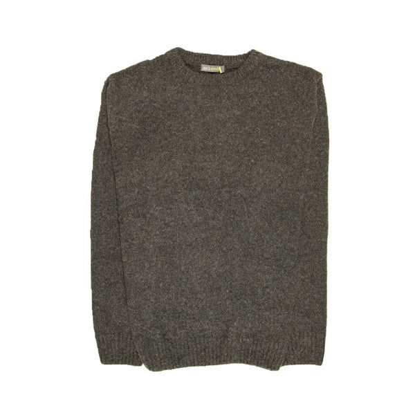 100% Shetland Wool Crew Round Neck Knit Jumper Pullover Mens Sweater Knitted - Charcoal (29)