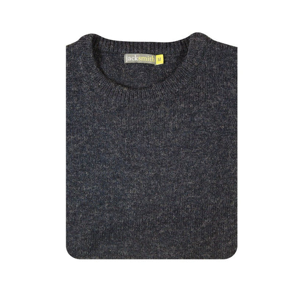 Jacksmith 100% Shetland Wool Crew Round Neck Knit Jumper Pullover Mens Sweater Knitted Navy (45) Jumpers