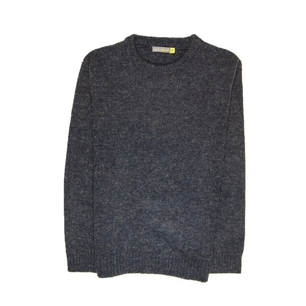 100% Shetland Wool Crew Round Neck Knit Jumper Pullover Mens Sweater Knitted - Navy (45)