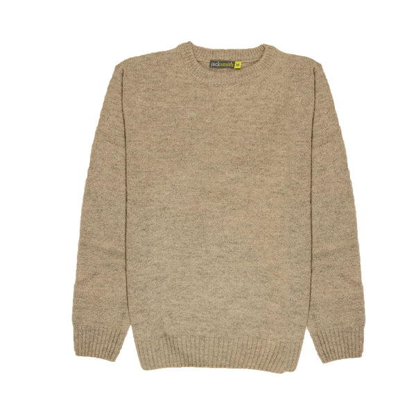 100% Shetland Wool Crew Round Neck Knit Jumper Pullover Mens Sweater Knitted - Beige (03)