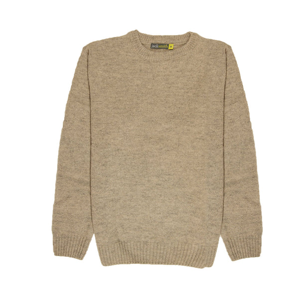 Jacksmith 100% Shetland Wool Crew Round Neck Knit Jumper Pullover Mens Sweater Knitted Beige (03) Jumpers