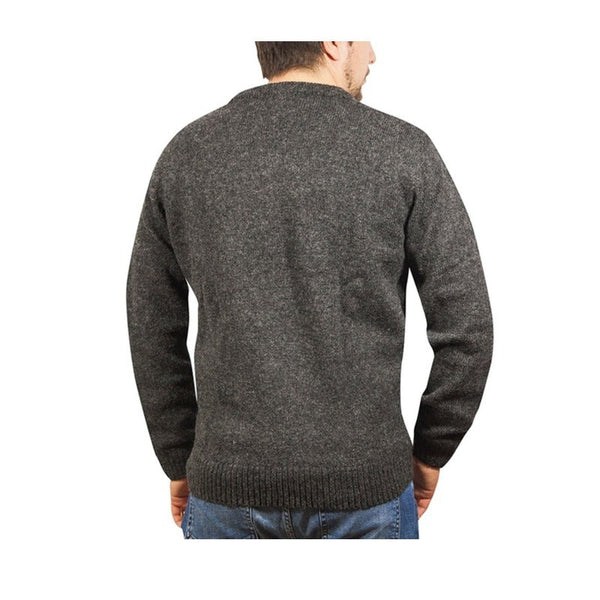 Jacksmith 100% Shetland Wool V Neck Knit Jumper Pullover Mens Sweater Knitted Charcoal (29) Jumpers