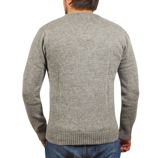 Jacksmith 100% Shetland Wool V Neck Knit Jumper Pullover Mens Sweater Knitted Grey (21) Jumpers