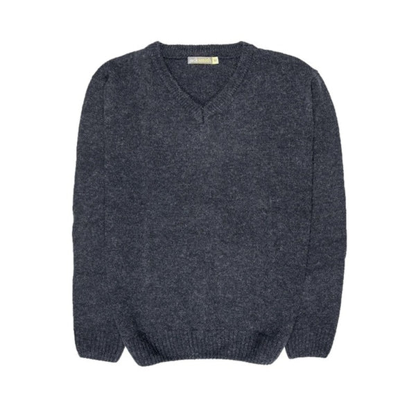 Jacksmith 100% Shetland Wool V Neck Knit Jumper Pullover Mens Sweater Knitted Navy (45) Jumpers
