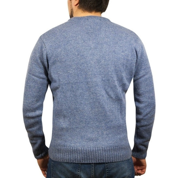 Jacksmith 100% Shetland Wool V Neck Knit Jumper Pullover Mens Sweater Knitted Sky (40) Jumpers