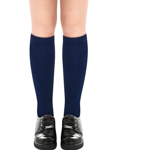 1X Pair School Uniform Knee High Socks Cotton Rich Girls Boys Kids - Navy 6-11 (12+ Years Old)