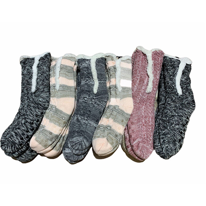 Br Apparel Ladies Thick Fluffy Sherpa Bed Non Slip Warm Winter Housewear Socks