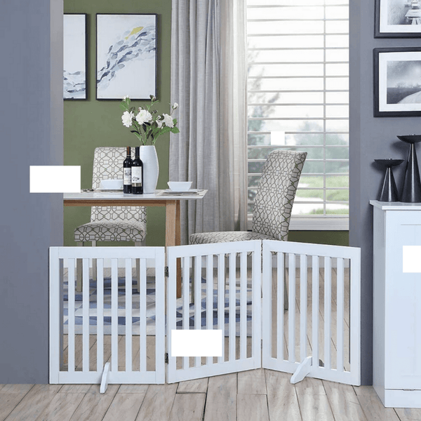 Modern Pets Three Panel Freestanding Dog Gate White Dog Cages