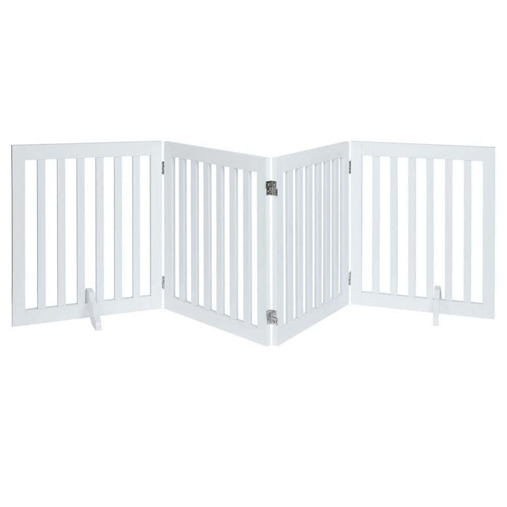 Modern Pets Four Panel Freestanding Dog Gate White Dog Cages