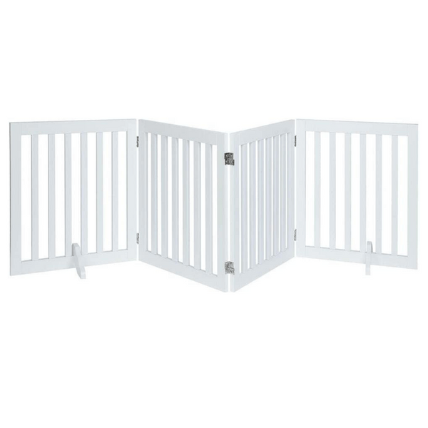 Modern Pets Four Panel Freestanding Dog Gate White Dog Cages