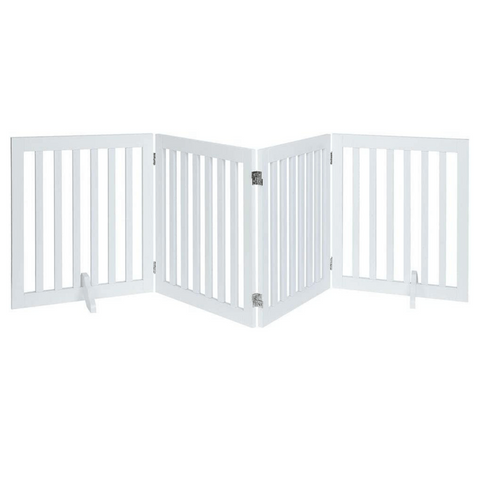 Modern Pets Four Panel Freestanding Dog Gate White Dog Cages