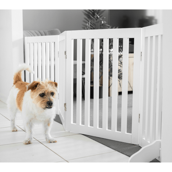 Modern Pets Four Panel Freestanding Dog Gate White Dog Cages