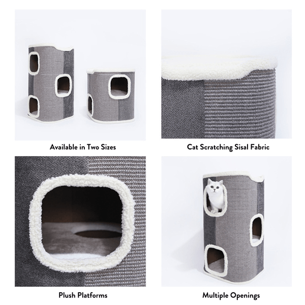 Modern Pets Tri Level Square Cat Condo With Sherpa Lining Furniture & Scratchers