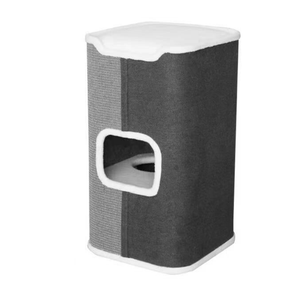 Modern Pets Tri Level Square Cat Condo With Sherpa Lining Furniture & Scratchers