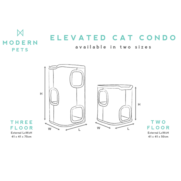 Modern Pets Tri Level Square Cat Condo With Sherpa Lining Furniture & Scratchers