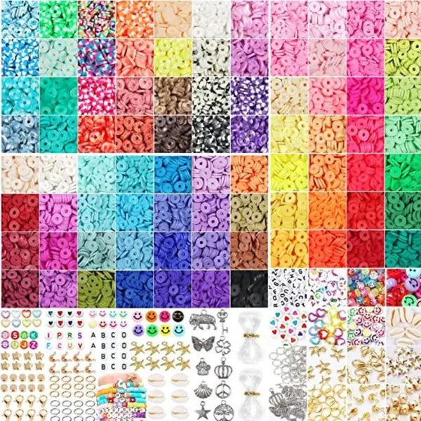 Thelicraft 13200Pcs 84 Colours Flat Round Polymer Clay Beads Kit Heishi Alphabet Letter For Jewellery Bracelet Necklace Making Modelling Clay