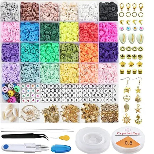 Veile Studios Thelicraft 6000Pcs Heishi Flat Beads For Diy Jewellery Making 24 Colours Polymer Clay Bracelet Kit Girls Craft Beads