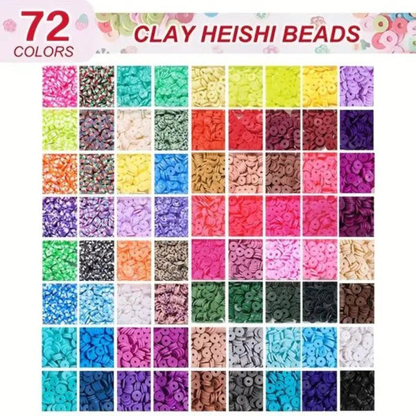 Thelicraft 10800Pcs Clay Beads For Bracelet Making Kit 72 Colors Spacer Heishi Jewelry Modelling Clay