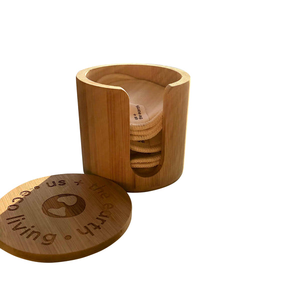 Bamboo Case For Facial Rounds Sponges Applicators & Cotton
