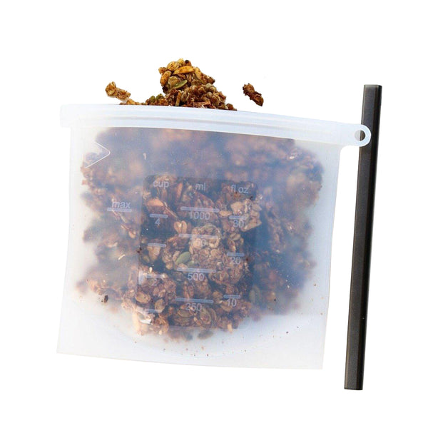 1000Ml Reusable Food Grade Silicone Zip Lock Pouch Food Storage Bags