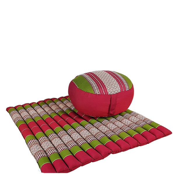 Zafu & Zabuton Meditation Set Red Green Yoga & Pilates Accessories